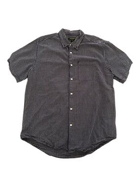 Eddie Bauer Men's Short-Sleeve Button-Down Gingham Shirt - Blue/White L